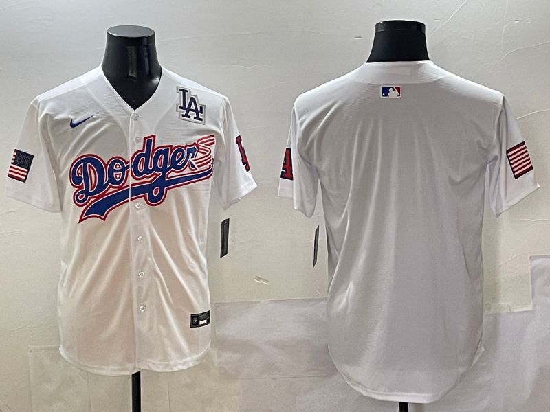 Men Los Angeles Dodgers Blank White national flag second generation joint name Nike 2025 MLB Jersey style 5->los angeles dodgers->MLB Jersey